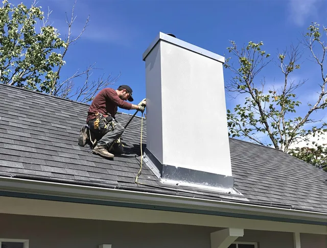 Watertown Chimney Sweep team member finishing chimney construction in Watertown, CT