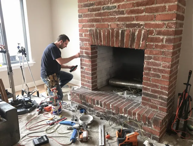 Watertown Chimney Sweep specialist finalizing chimney liner service in Watertown, CT