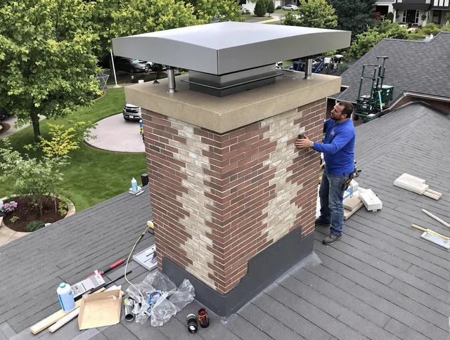 Watertown Chimney Sweep team working on a custom chimney remodel in Watertown, CT
