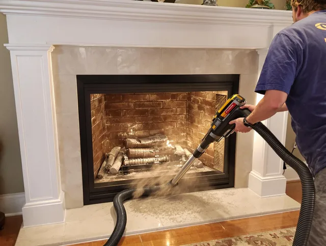 Fireplace cleaning performed by Watertown Chimney Sweep in Watertown, CT